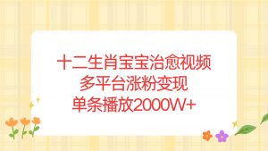 十二生肖宝宝治愈视频，多平台涨粉变现，单条播放2000W+-网创星球