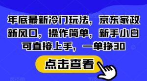 年底最新冷门玩法,京东家政新风口,操作简单,新手小白可直接上手,一单挣30【揭秘】-网创星球