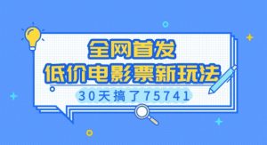 全网首发,低价电影票新玩法,已有人30天搞了75741【揭秘】-网创星球