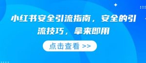小红书安全引流指南,安全的引流技巧,拿来即用-网创星球