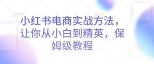 小红书电商实战方法,让你从小白到精英,保姆级教程-网创星球