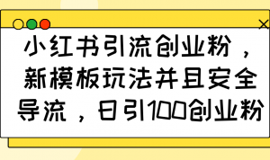 小红书引流创业粉，新模板玩法并且安全导流，日引100创业粉-网创星球
