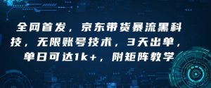 全网首发,京东带货暴流黑科技,无限账号技术,3天出单,单日可达1k+,附矩阵教学【揭秘】-网创星球