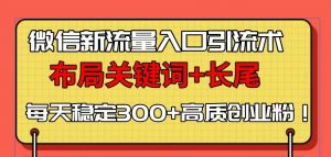 微信新流量入口引流术，布局关键词+长尾，每天稳定300+高质创业粉！-网创星球