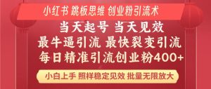 小红书 巧用跳板思维 每日暴力引流400+精准创业粉 小白福音 效果拉满…-网创星球