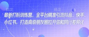 最新打粉训练营,全平台精准引流抖音、快手、小红书,打造高级朋友圈拉开你和同行差异化-网创星球