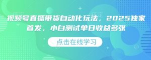 视频号直播带货自动化玩法,2025独家首发,小白测试单日收益多张【揭秘】-网创星球
