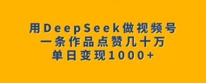 用DeepSeek做视频号,一条作品点赞几十万,单日变现1k-网创星球