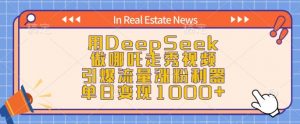 用DeepSeek做哪吒走秀视频,引爆流量涨粉利器,单日变现1k-网创星球