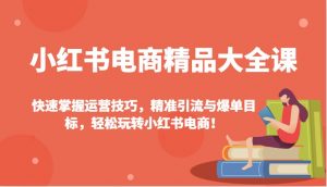 小红书电商精品大全课:快速掌握运营技巧,精准引流与爆单目标,轻松玩转小红书电商!-网创星球