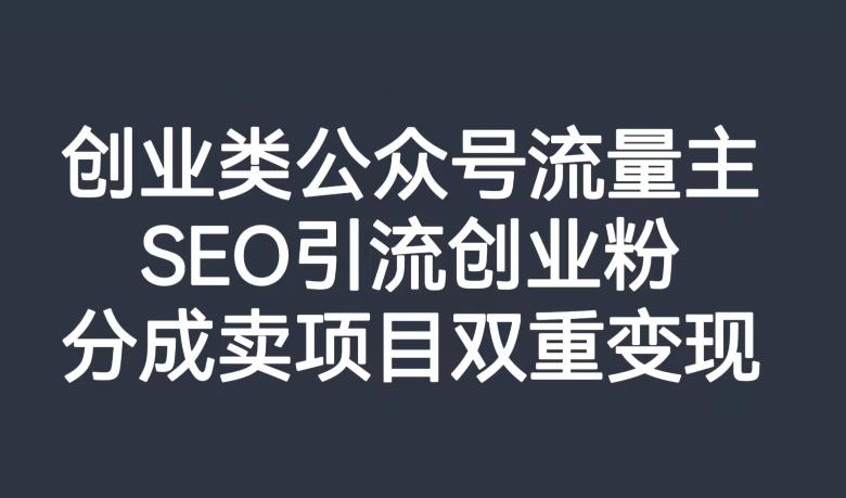 创业类公众号流量主,SEO引流创业粉,分成卖项目双重变现【揭秘】
