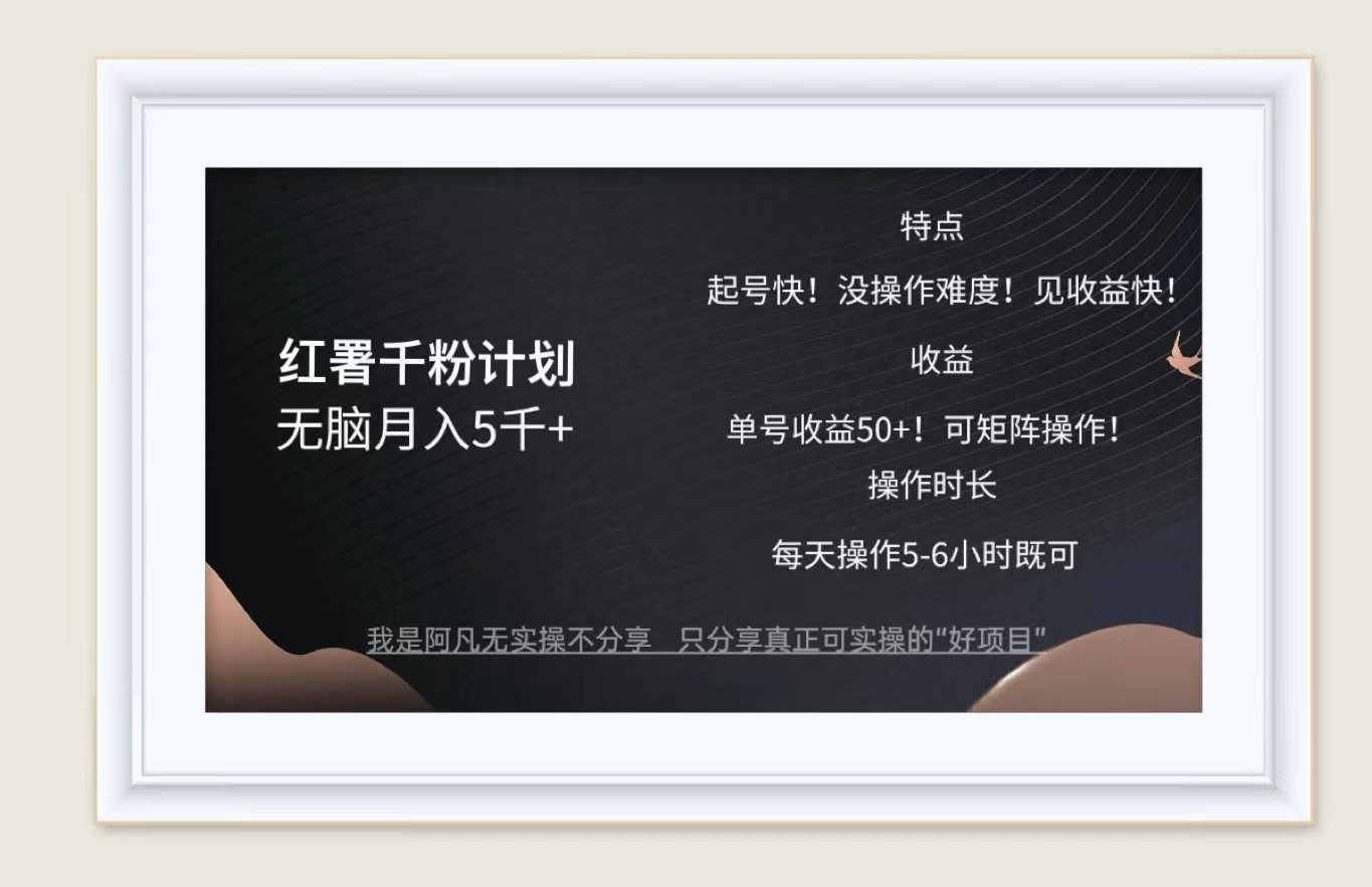 红薯千粉计划无脑月入5千+！既做既赚！-网创星球
