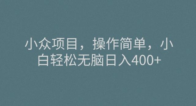 小众项目,操作简单,小白轻松无脑日入400+