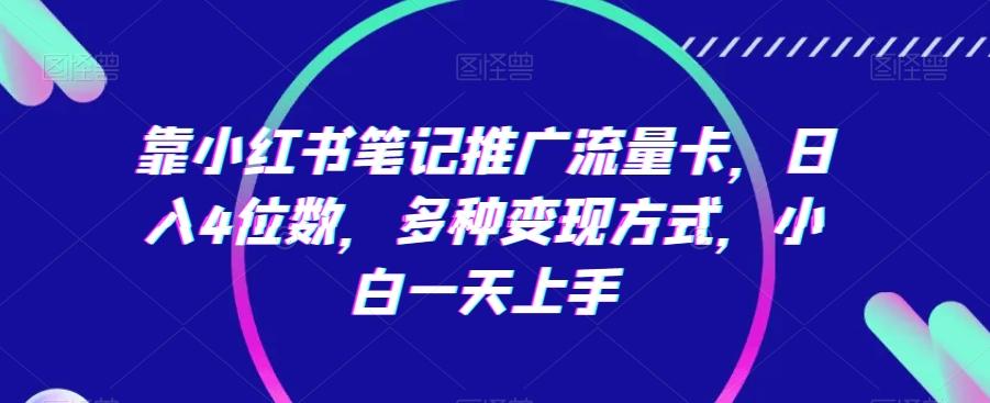 靠小红书笔记推广流量卡,日入4位数,多种变现方式,小白一天上手